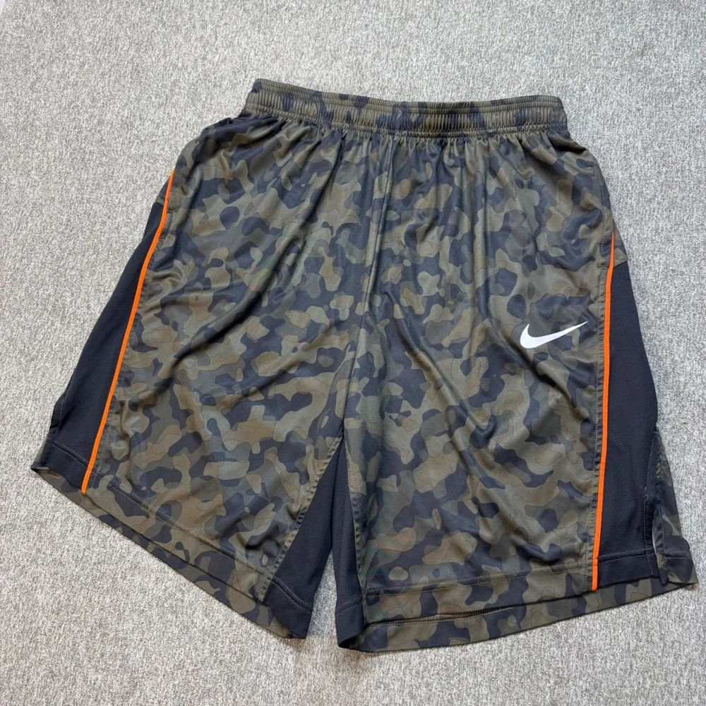 Nike Dri-FIT Camo Basketball Shorts Mens XL Green Orange 707352-325